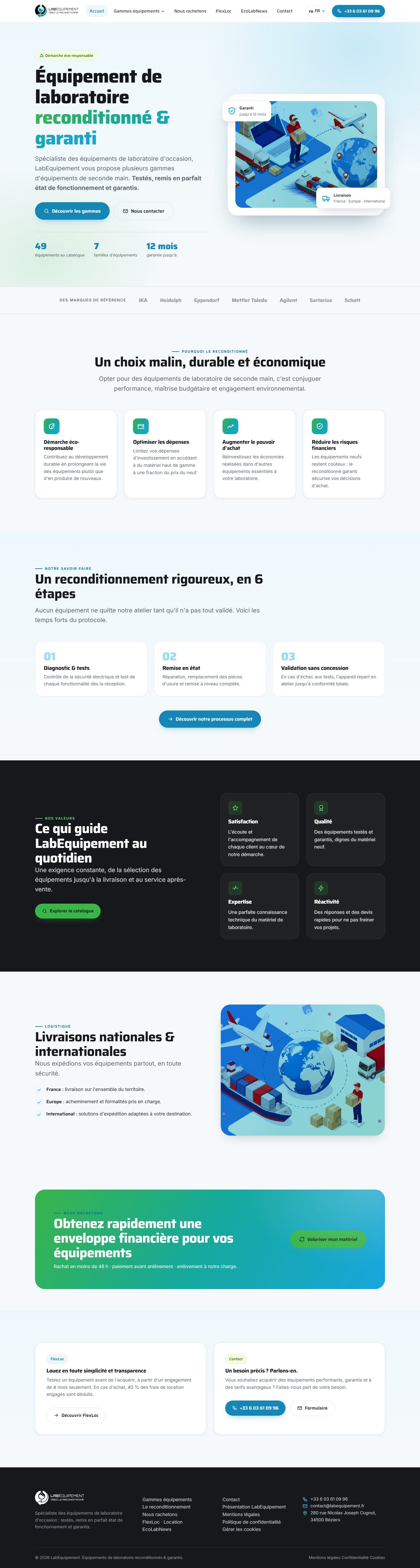 Refonte du projet LabEquipement : page d’accueil en pleine page.